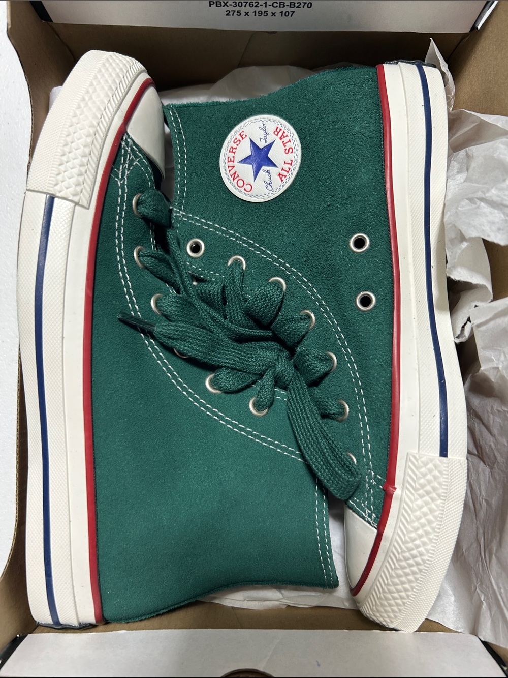 Converse High Top Sneakers - Forest Green with White/Red/Blue Details